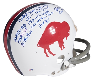 OJ Simpson Signed And Inscribed Buffalo Bills Throwback Helmet (PSA/DNA)